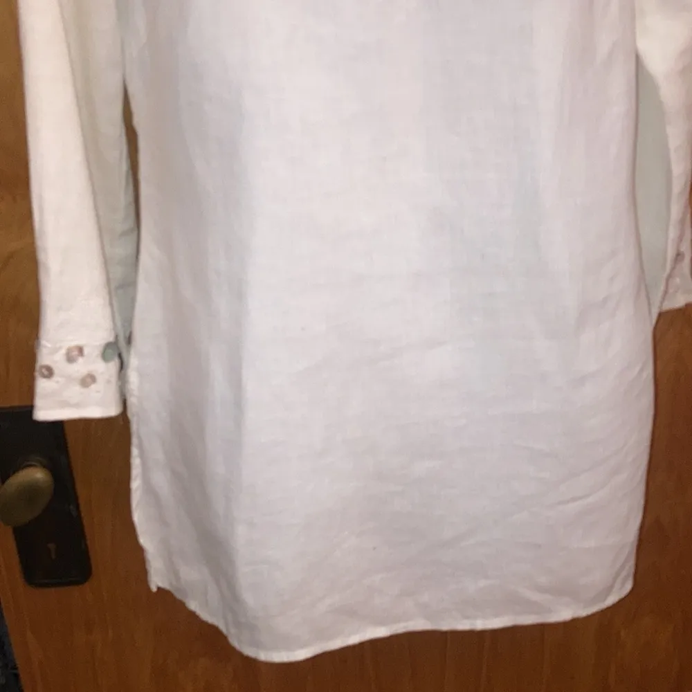 Cream Off White Carole Little Irish Linen Tunic Size 4 - Image 4