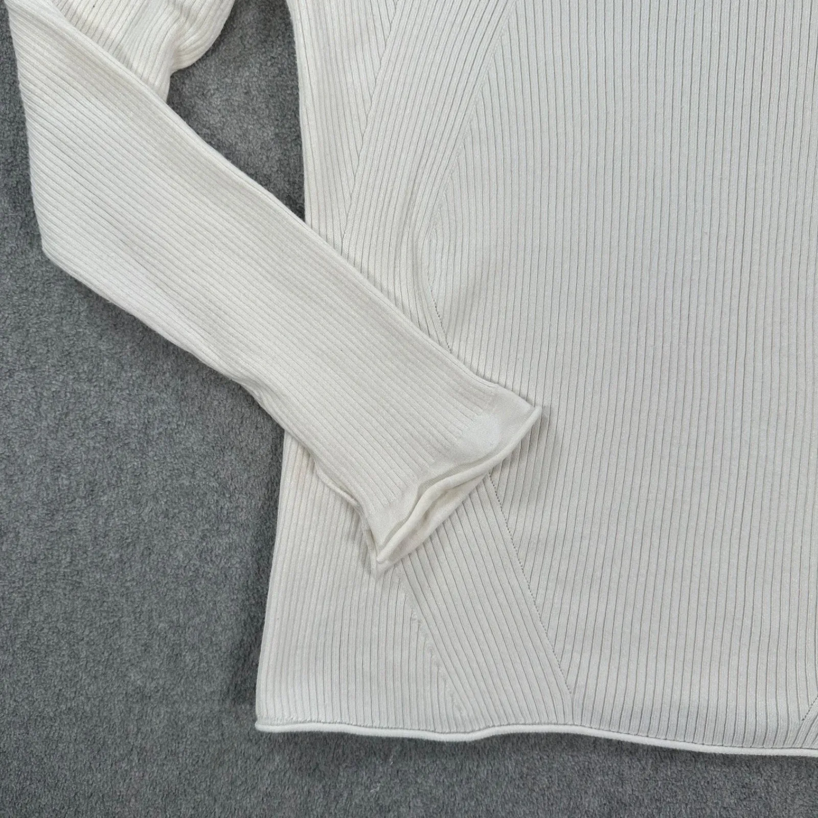 Maeve Anthropologie Ribbed Turtleneck Sweater Womens X-Large Ivory Slit Sleeve - Image 3