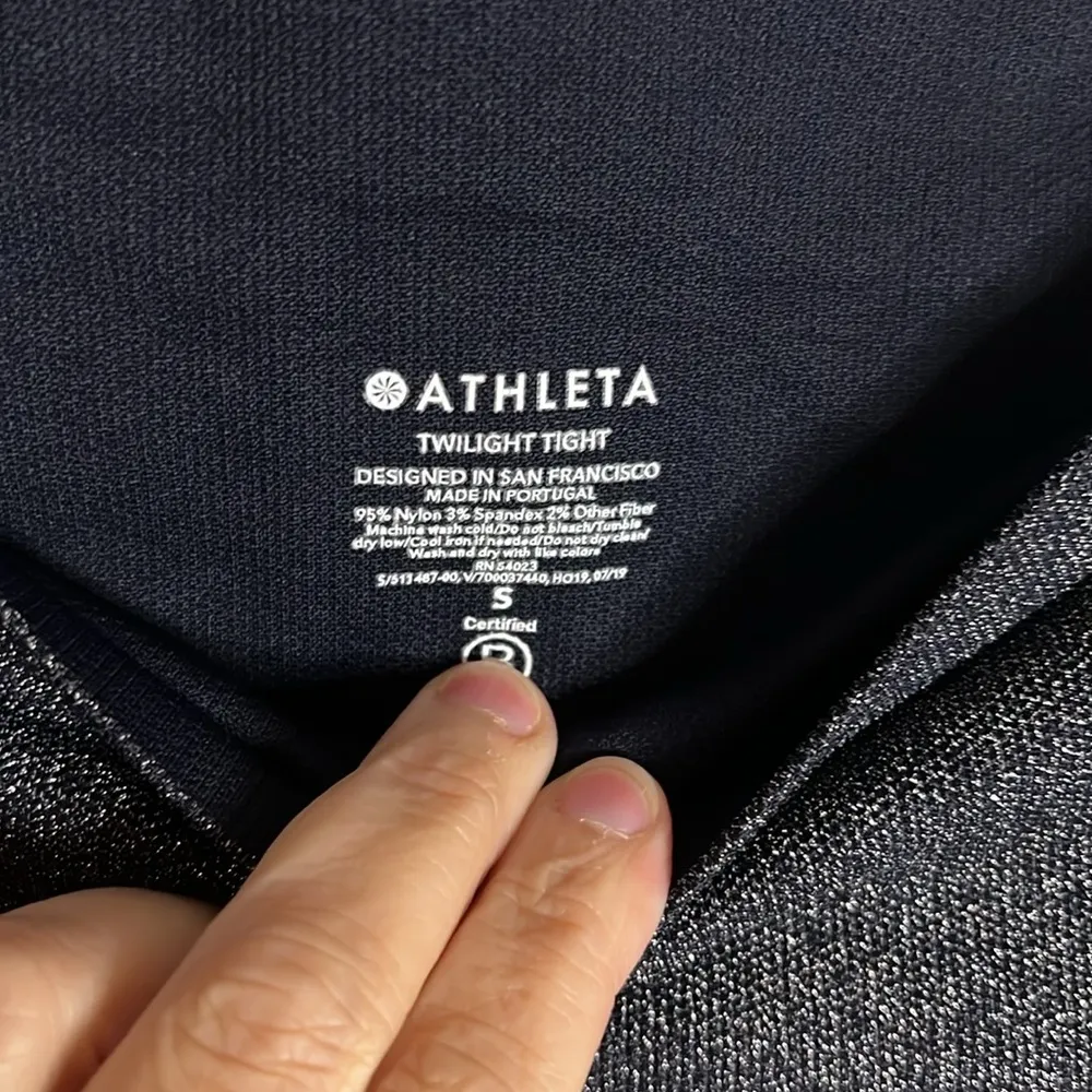 Athleta Navy blue Twillight Tights with shimmer silver thread size S - Image 8