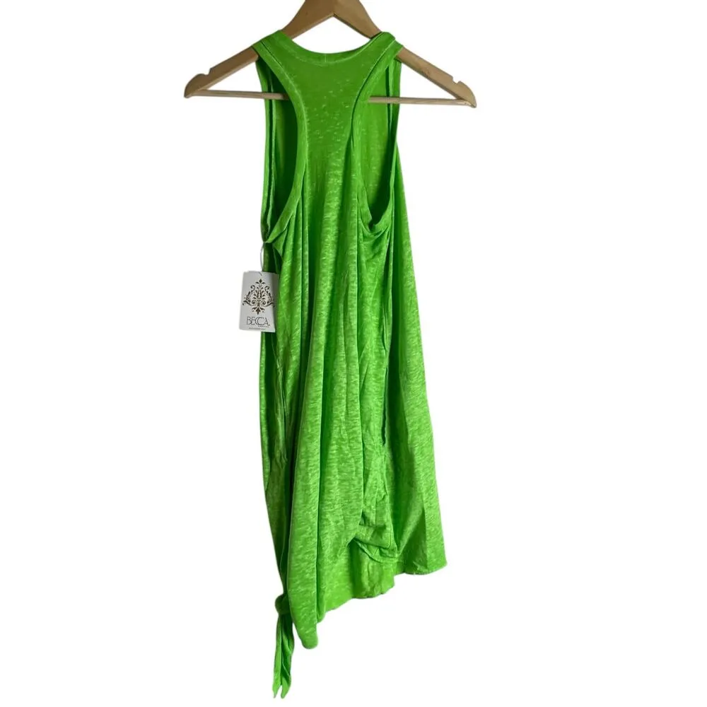 Becca Beach Date High Neck Lime Green Side Knot Swim Coverup Dress Size S - Image 7