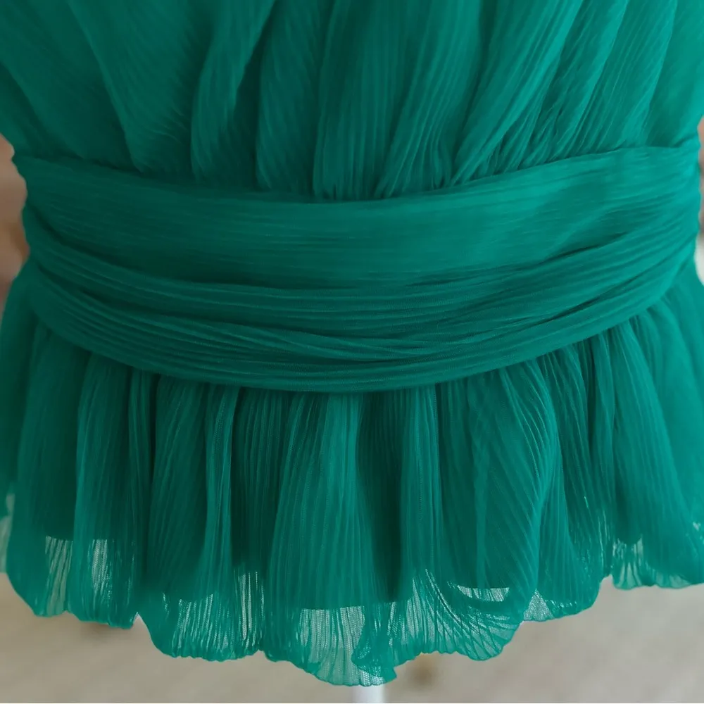 NWT Endless Rose Top One Shoulder Shirred Tulle Jade Green XL Cocktail Chic Glam - Image 7