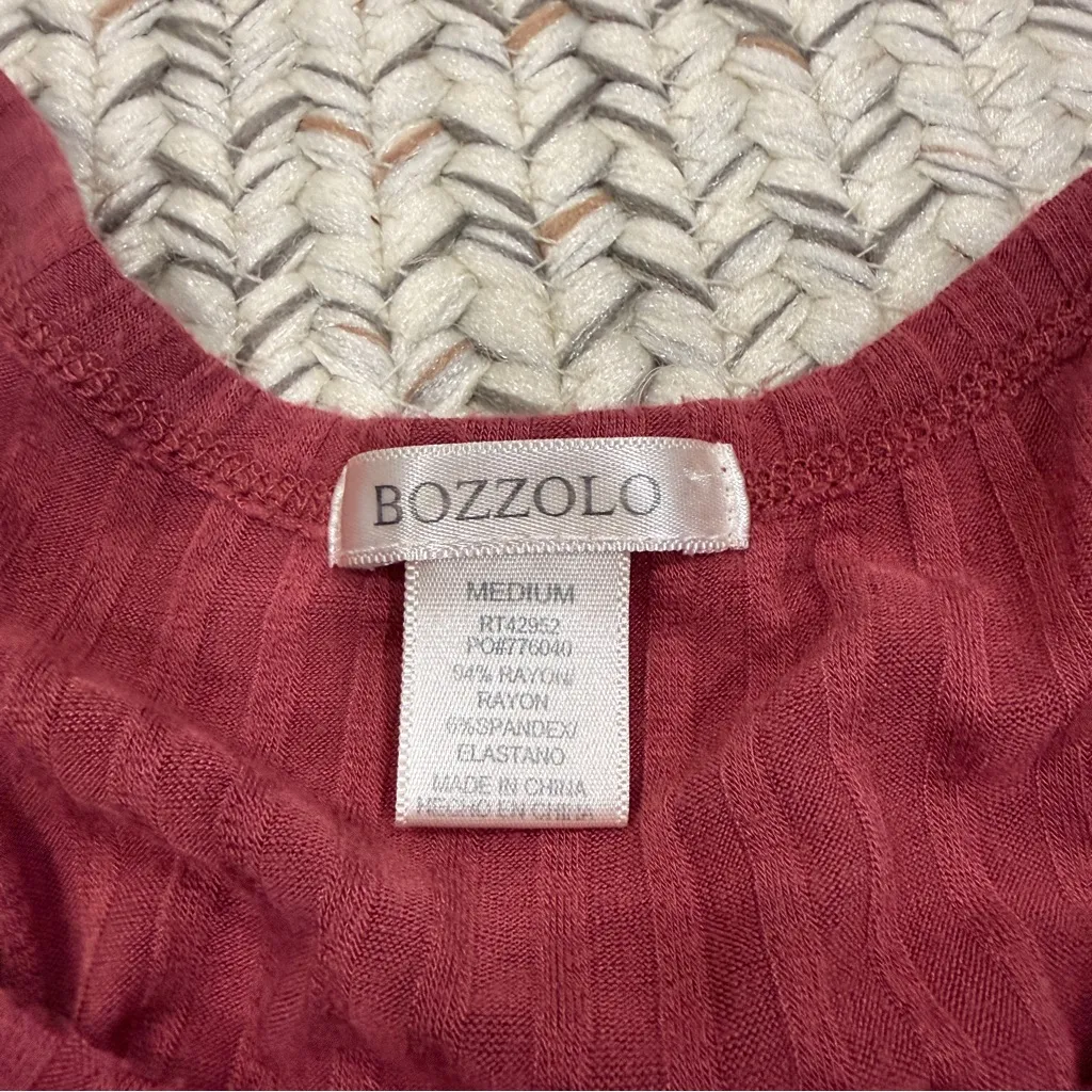 Bozzolo Red Ribbed Flowy Raceback Tank Top - Image 3