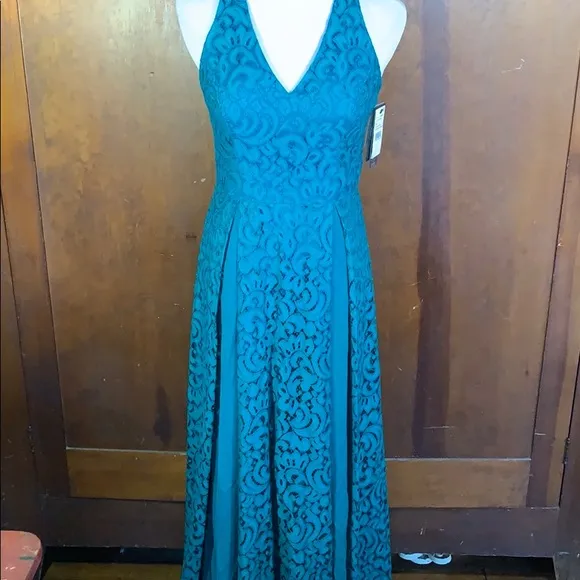 AQUA Lace Deep V Halter Gown NWT - Image 31