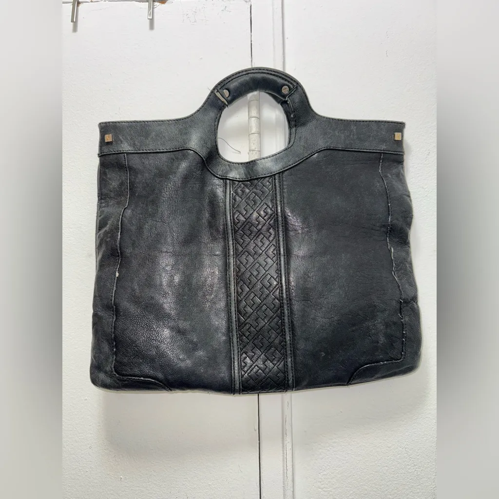 Y2K Gwen Stefani L.A.M.B Black Leather Convertible Clutch To Tote Handbag - Image 6