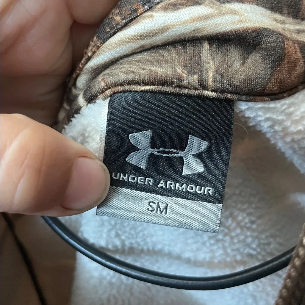 Under Armour Brown Camouflage Jacket quarter zip sweatshirt small duck print - Image 3