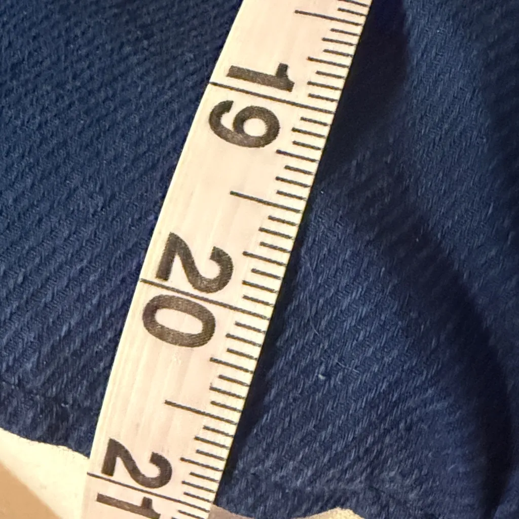 Y2k ANTHROPOLOGIE TULLE Navy Blue washed denim jacket: Military style sz L Size L - Image 10