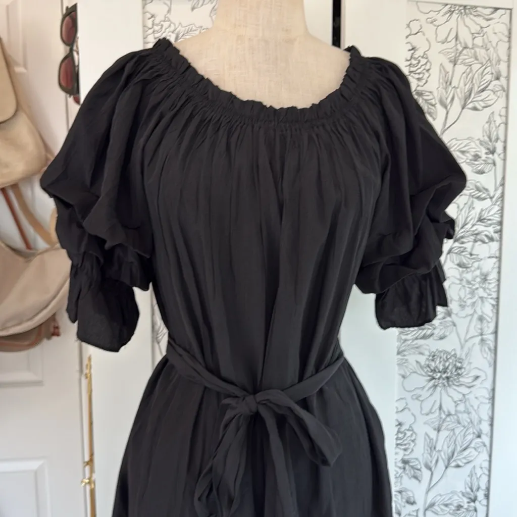 Mersea Tulum puff sleeve dress Black - Image 5