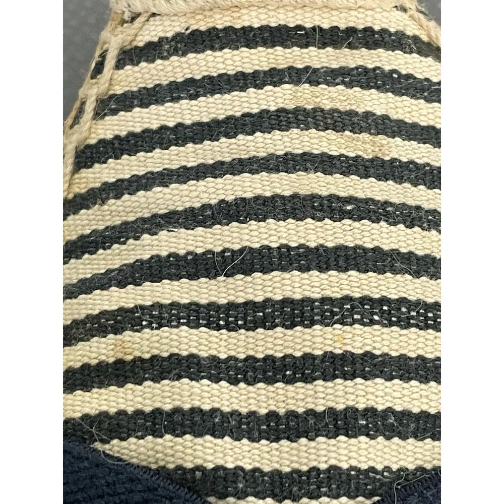 Tory Burch Catalina Canvas Flat Espadrilles Blue White Logo Size 7 - Image 8