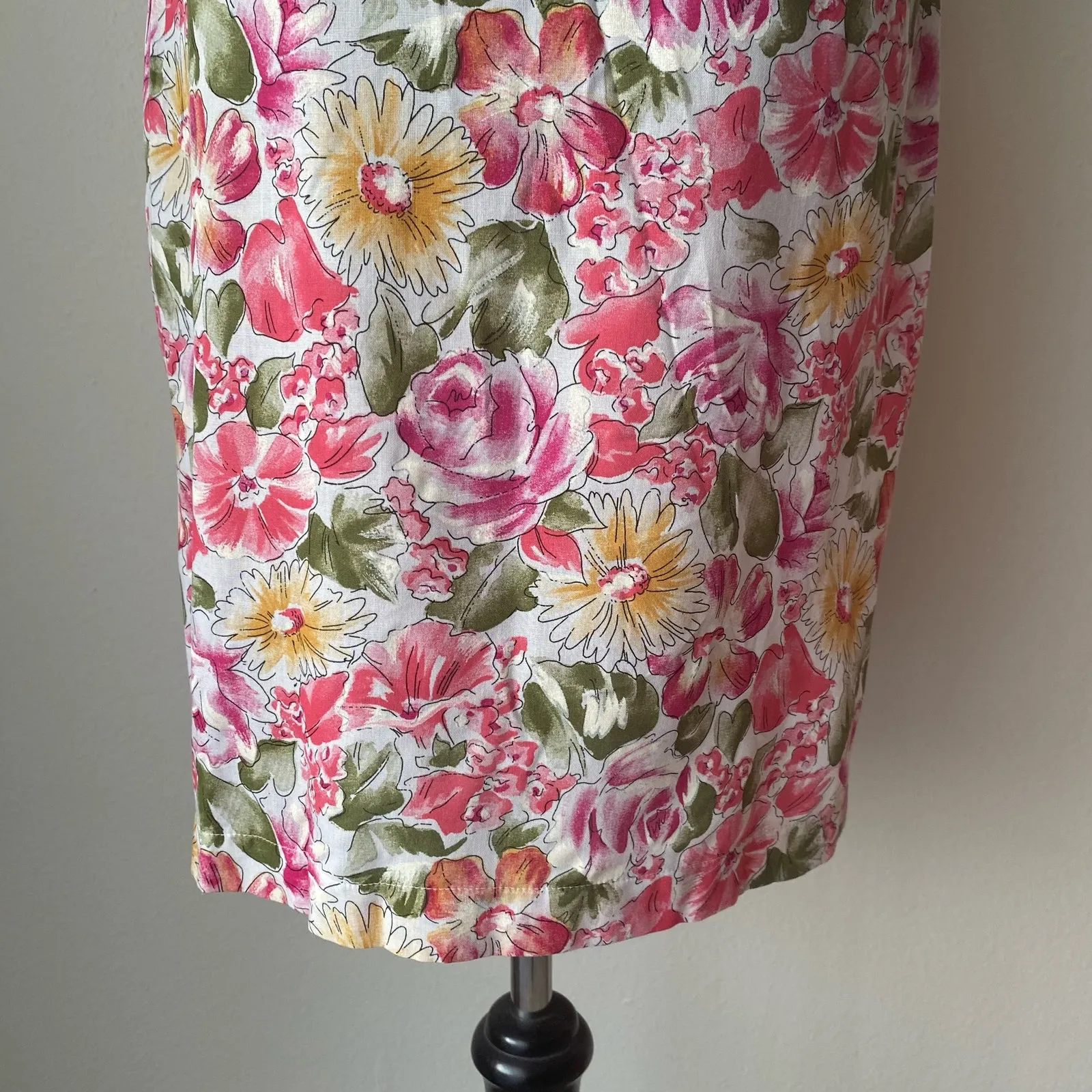 La Belle sz S pink Floral milkmaid VTG‎ prarie mini dress - Image 2