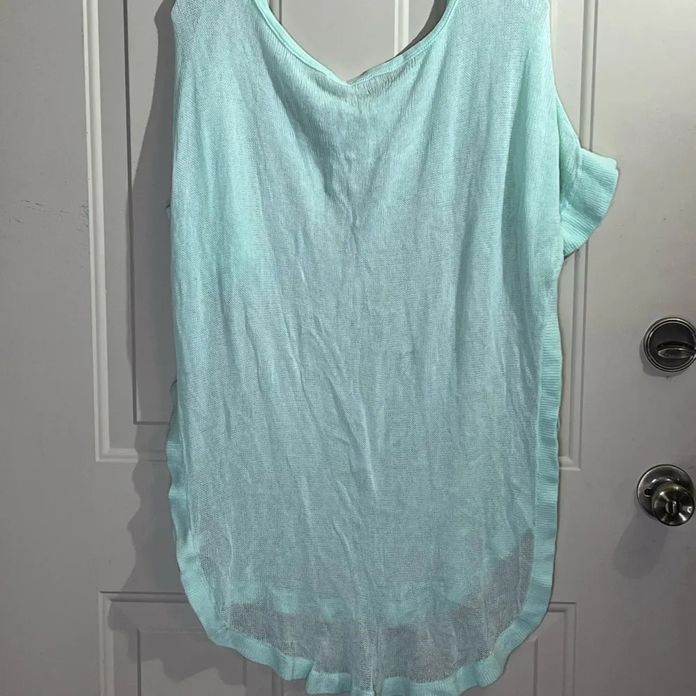 Victoria’s Secret Sheer Knit Beach Cover-Up Top Mint Green Size L Oversized - Image 2