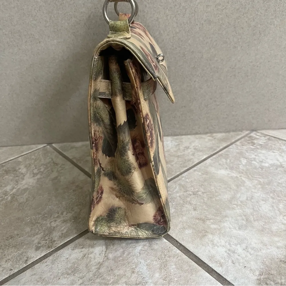 RARE Osprey LONDON By Graeme Ellisdon FLORAL Leather HANDBAG VINTGE retro EUC - Image 11