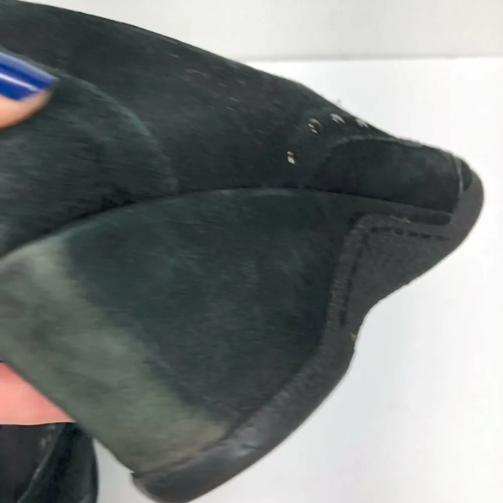 Aquatalia Greenish black Suede Leather Studded Wedge Loafers 8.5 Western - Image 12