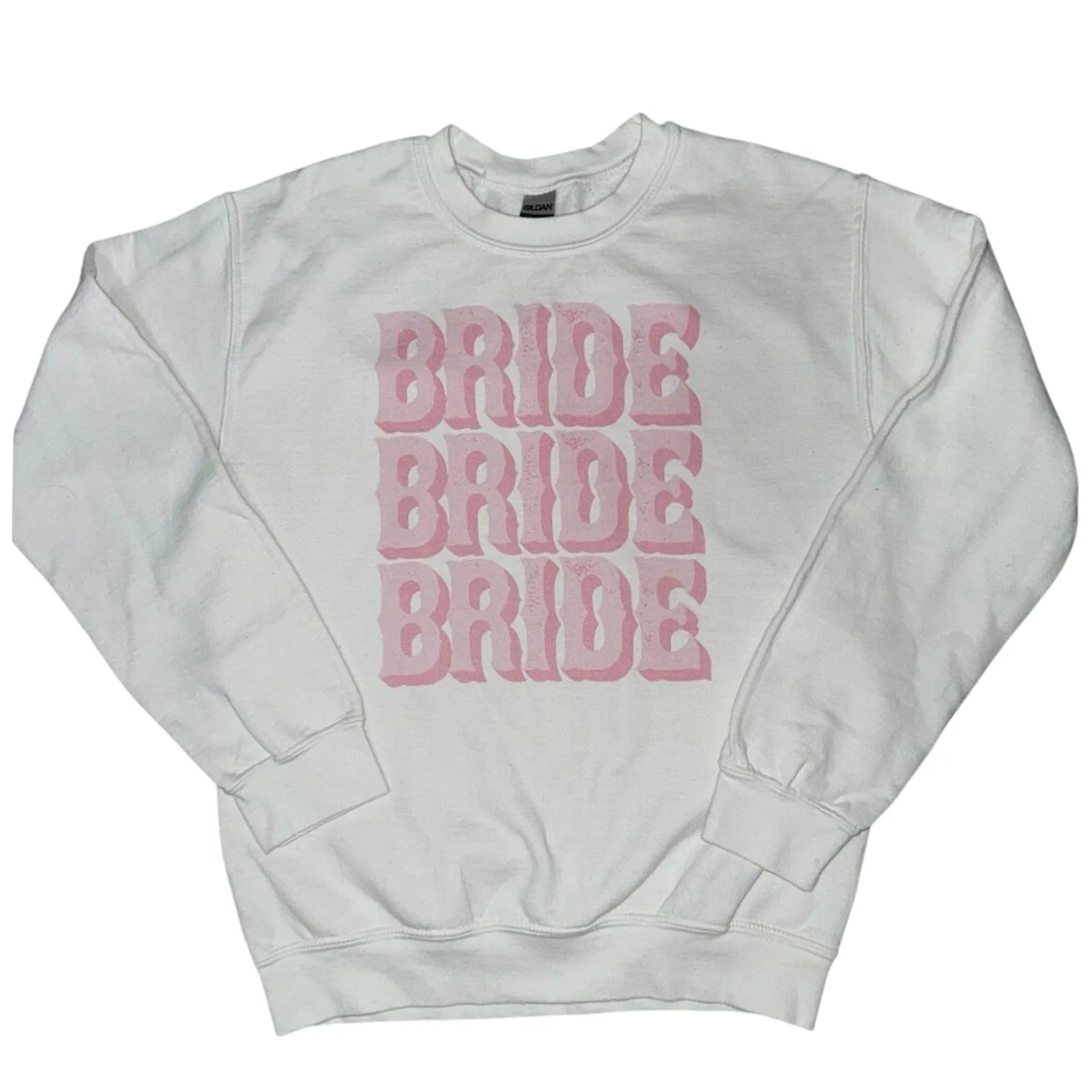 Bride sweatshirt pink white cowgirl rodeo themed western bubble letters small - Image 1