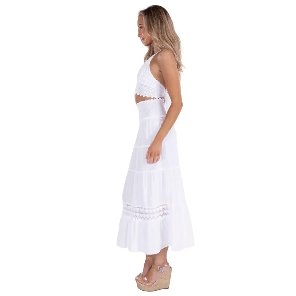 Sea Spice Resortwear Bailey Skirt Midi White UPF 40 Cotton Beach Vacation Sz L‌ Size L - Image 2
