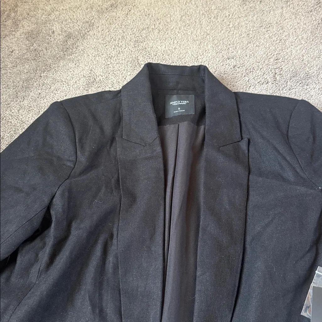 Simply Vera Vera Wang Black Linen Blend Blazer SIZE S - Image 2