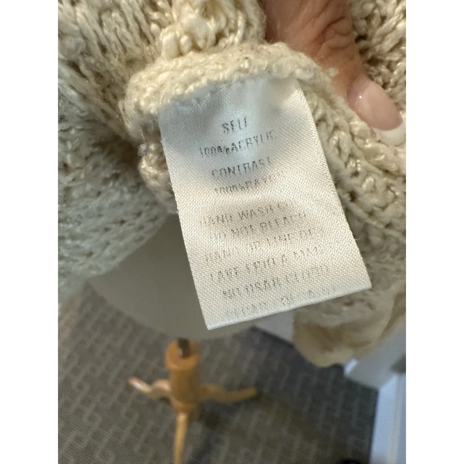 Easel heathered Ivory Cold Shoulder raw hem long sleeve tunic‎ sweater size S/M - Image 6