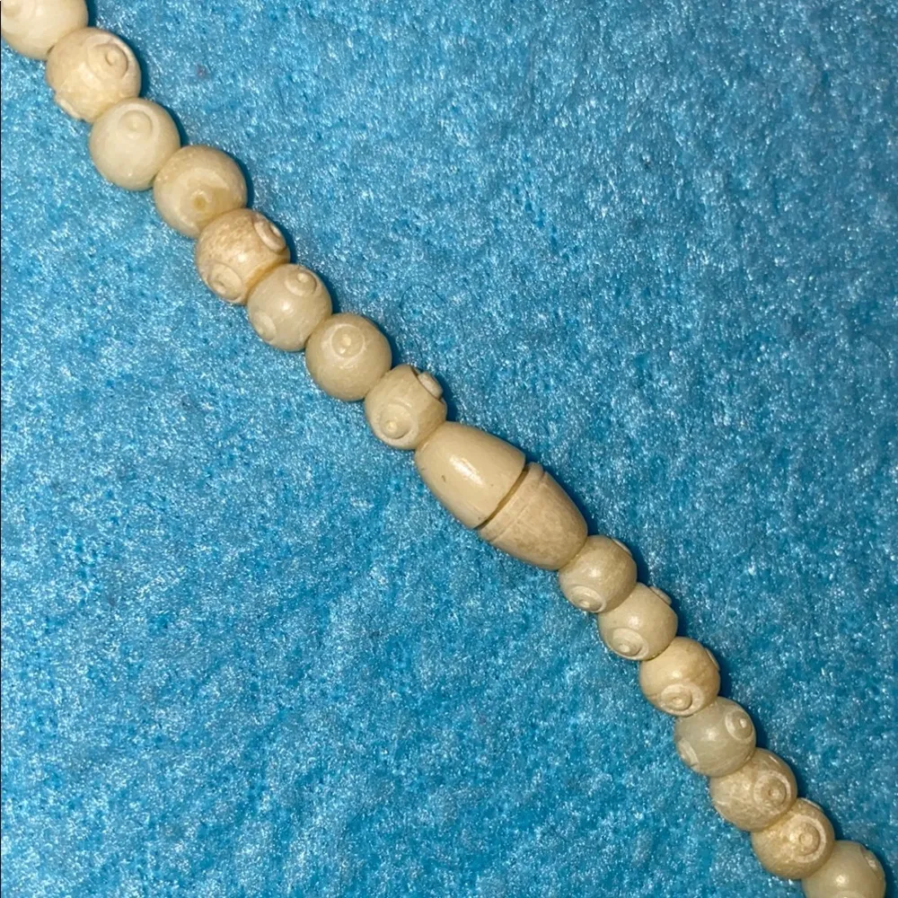 ROSE CABBAGE Necklace vintage 1920 hand carved bone beads art deco cream color - Image 5