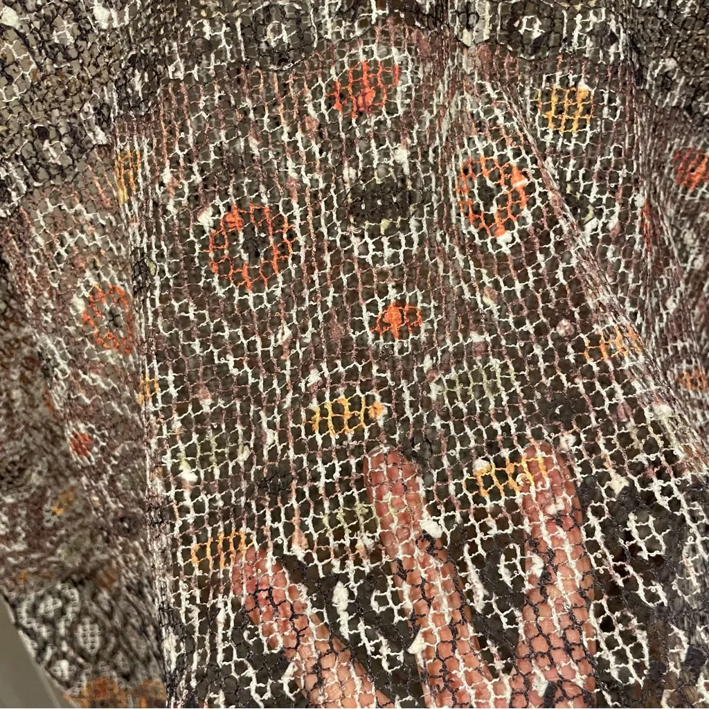 Cute Y2K style oversized aztec print crochet sweater top Boho coquette Brown - Image 10