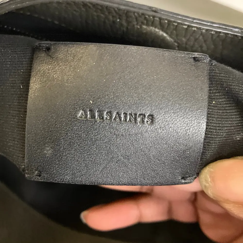 AllSaints Mast Gray Leather Shoulder Tote Bag - Image 8