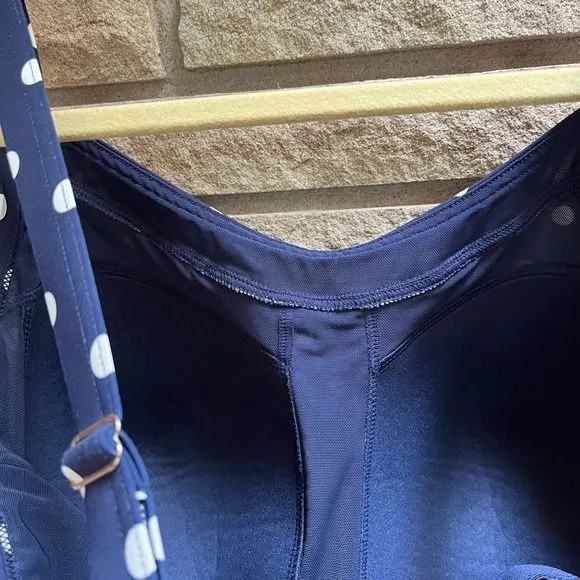 Land's End Chlorine Resistant Blouson Tankini Swimsuit Blue Polka Dot upf50 14DD - Image 6