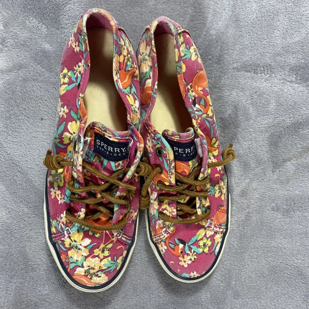 Sperry Shoes Sneakers Womens 7M‎ Seacoast Top Sider Pink Floral Spring Summer - Image 3