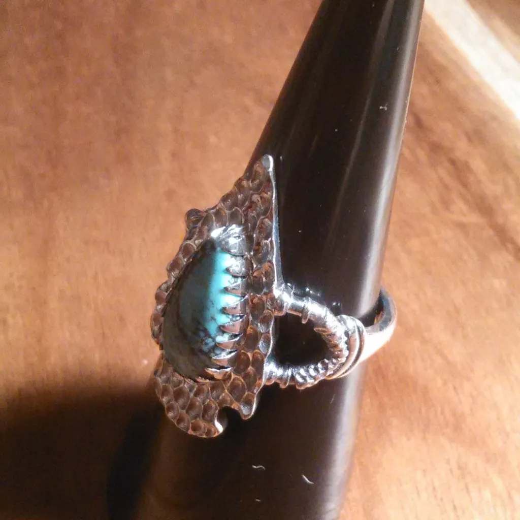 Artisan Crafted Blue Moon Turquoise Arrowhead Sterling Silver Ring (Size 6) - Image 13