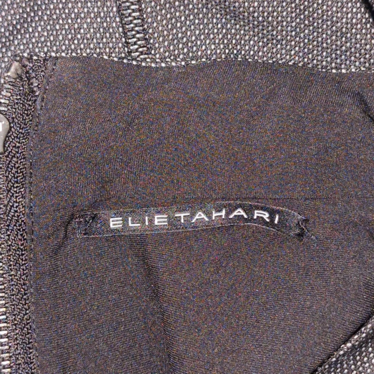 Elie Tahari Black Grey V-Neck Colorblock Sleeveless Dress US 4 - Image 7