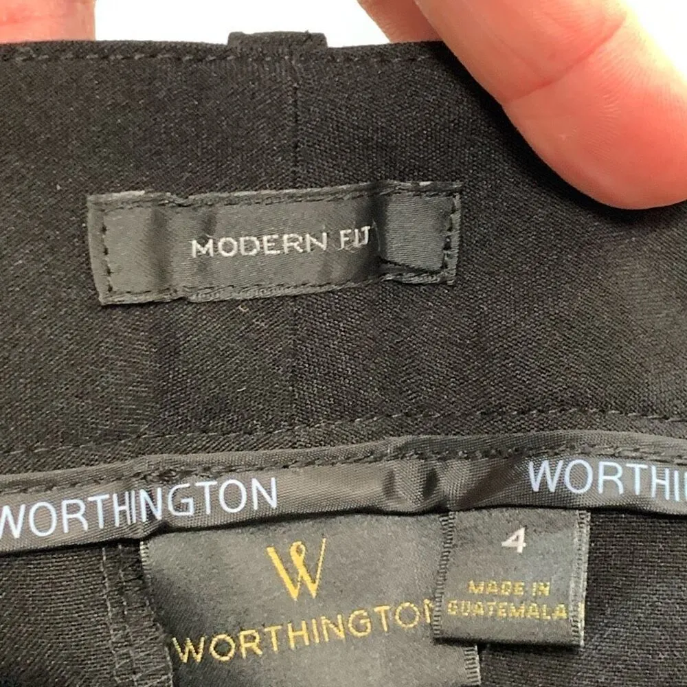 Worthington Women's Cropped Length Mid-Rise Modern Fit Dress Pants Black Size 4 - Image 2
