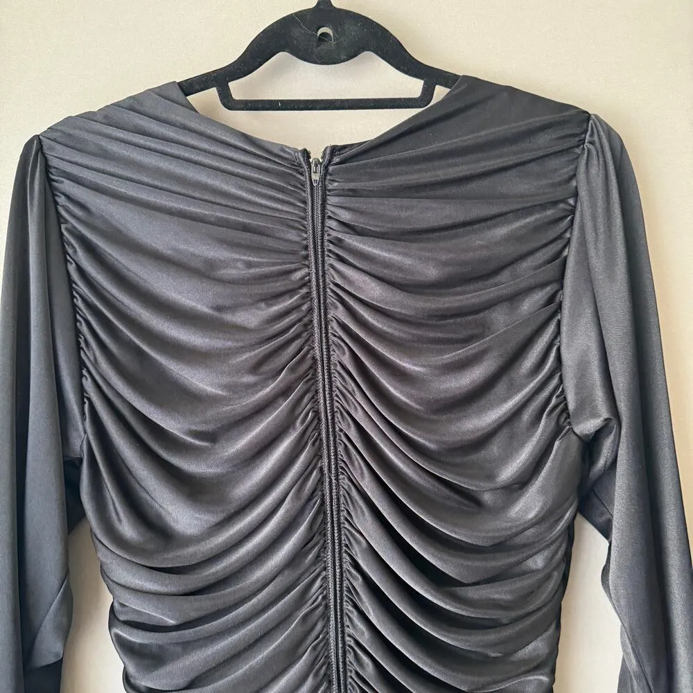 Susan‎ Roseli sz 12 black VINTAGE jewel studded long sleeve midi Dress - Image 10