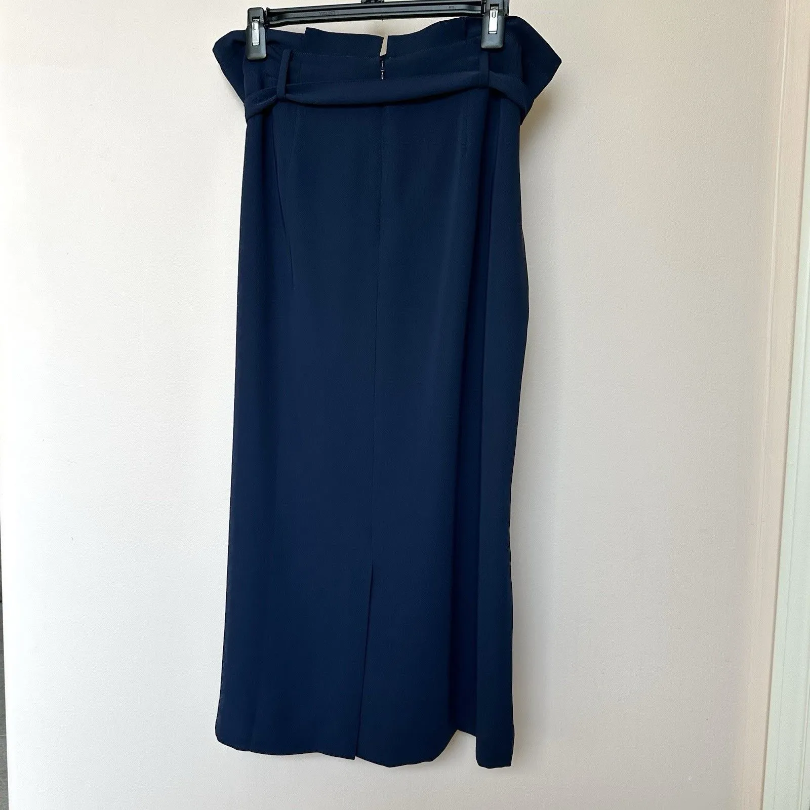 Boden Skirt 12 A Line Midi Blue Tie Belt Career Office Minimalist - Image 3