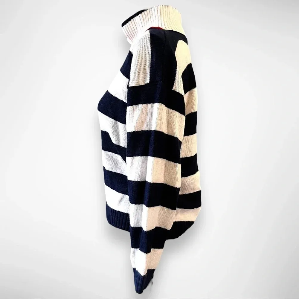 MATTHEW & DAVID Vintage White And Navy Striped Sweater With Collar | EUC Size undefined - Image 2
