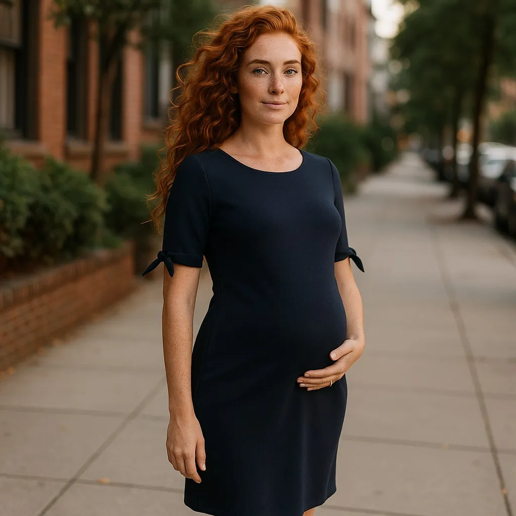 Motherhood Womens Dress Size Small Black Sheath Knot Sleeves Textured Maternity - Image 2