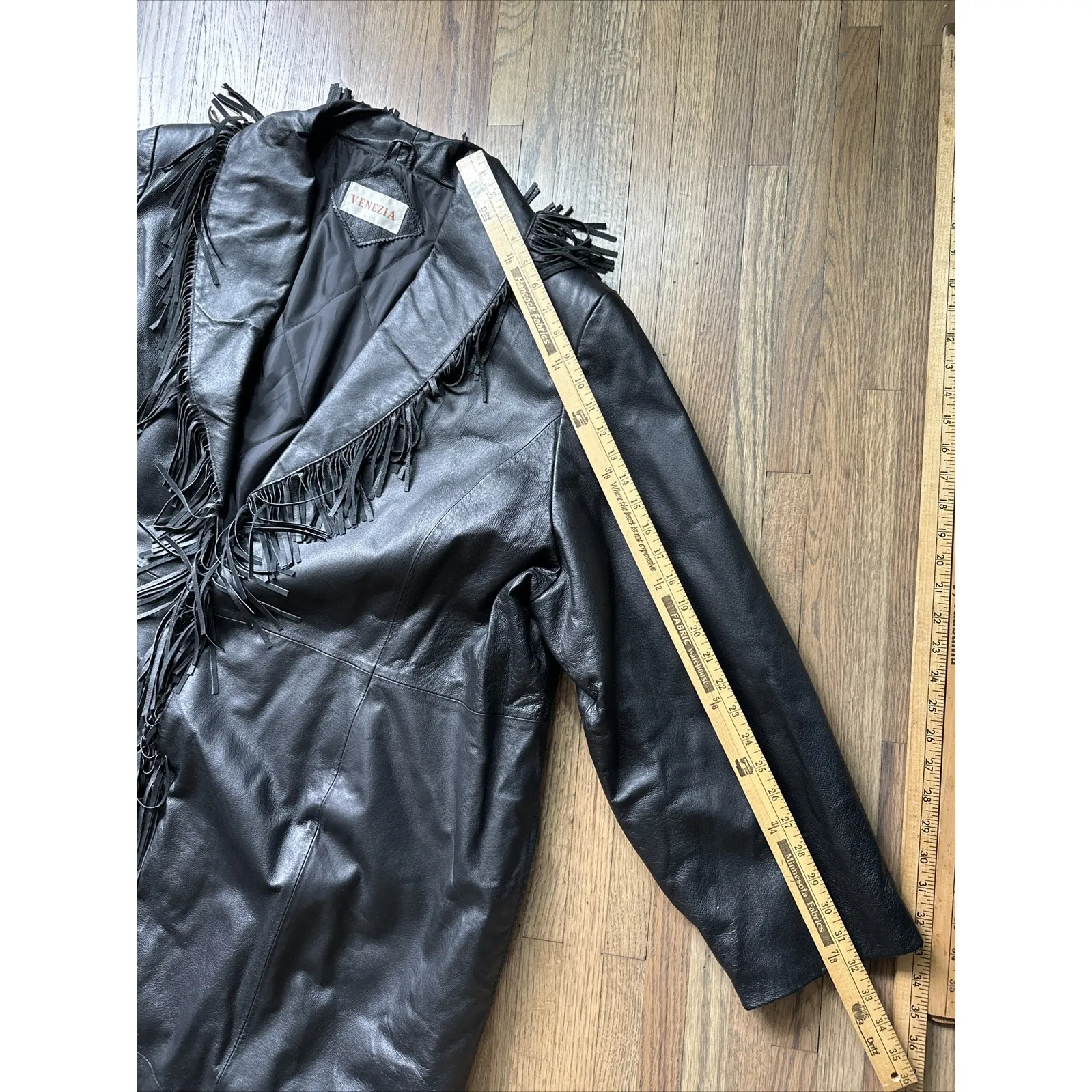 Vintage Western 100% Genuine Leather Jacket Black Hook Fringed Rodeo Cowgirl Size XL - Image 10