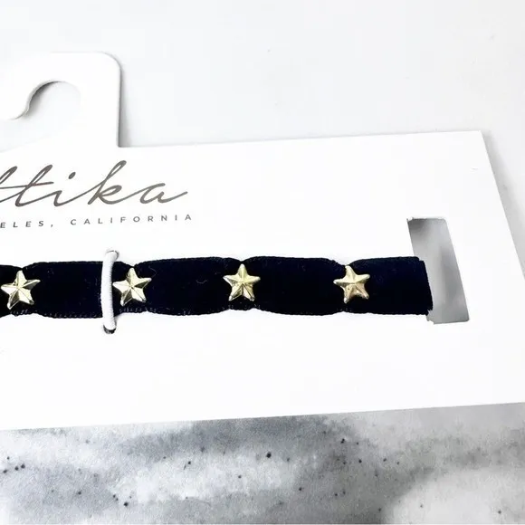 Ettika Black Velvet Gold Star Choker Necklace Celestial Whimsigoth Grunge Fairy - Image 6