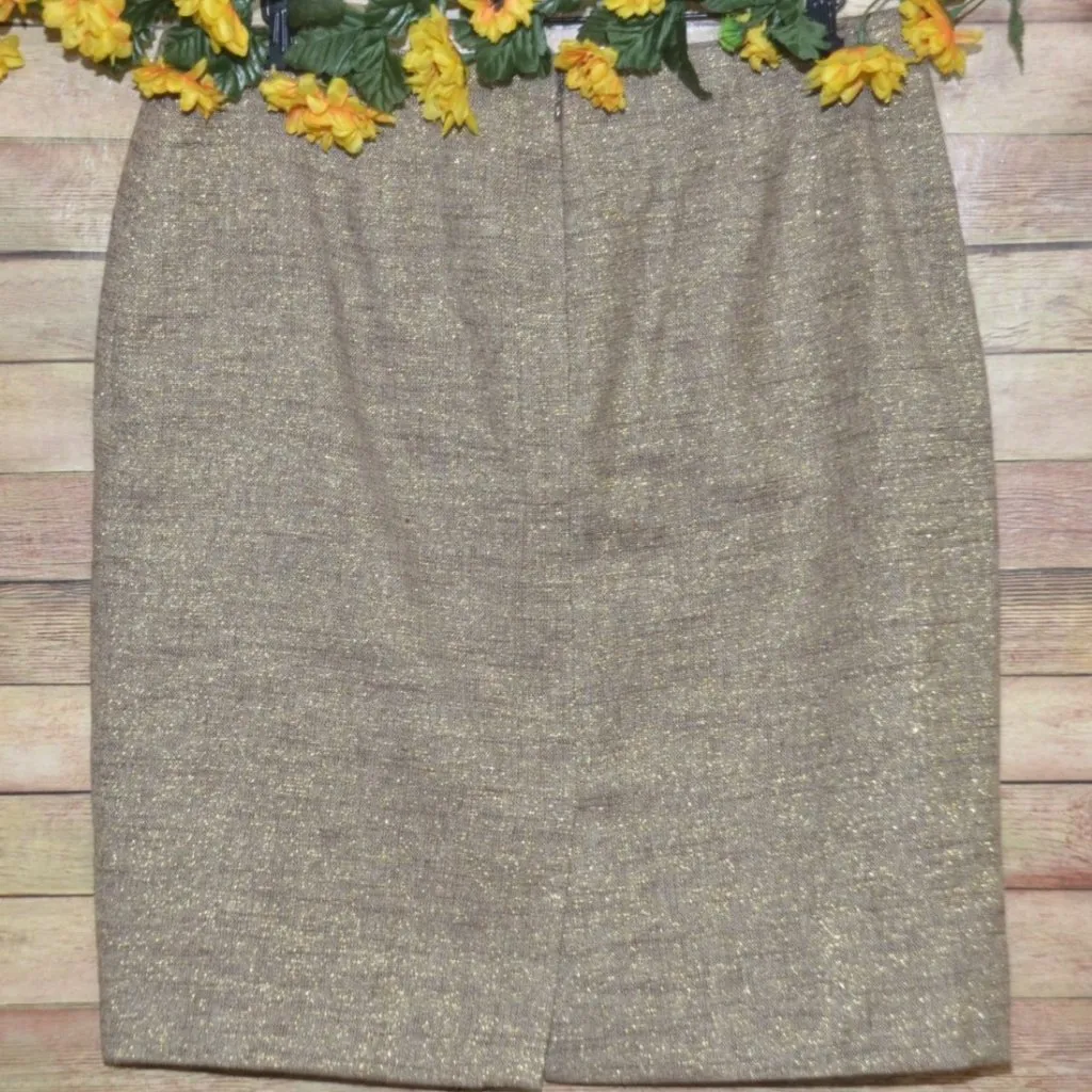 Anne Klein Ladies 2 Piece Gold Metallic Linen Blend Skirt Suit Size 12 Career - Image 10