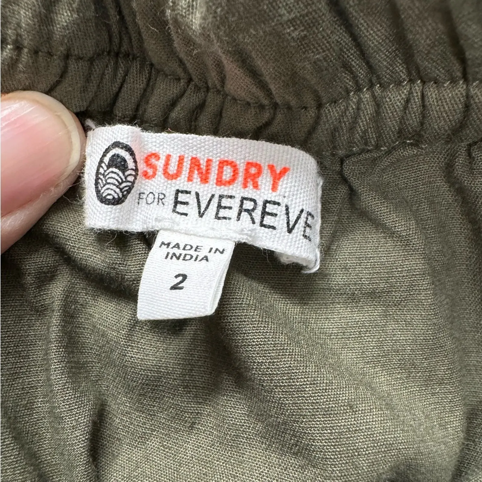 Sundry X Evereve Army Green Mini Skirt Womens 2 Fall Casual Gorpcore Cinch - Image 10