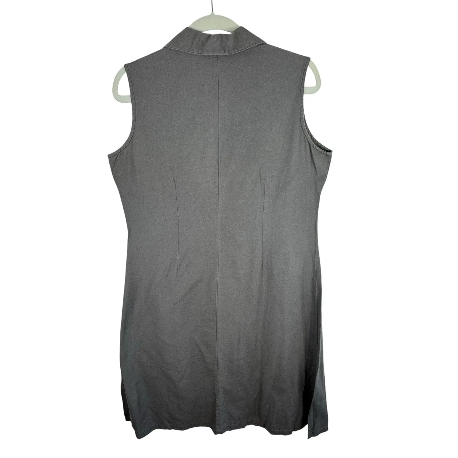 220 Hickory Vtg Brown‎ Cotton Linen Sleeveless Collared Button Up Midi Dress LP - Image 2