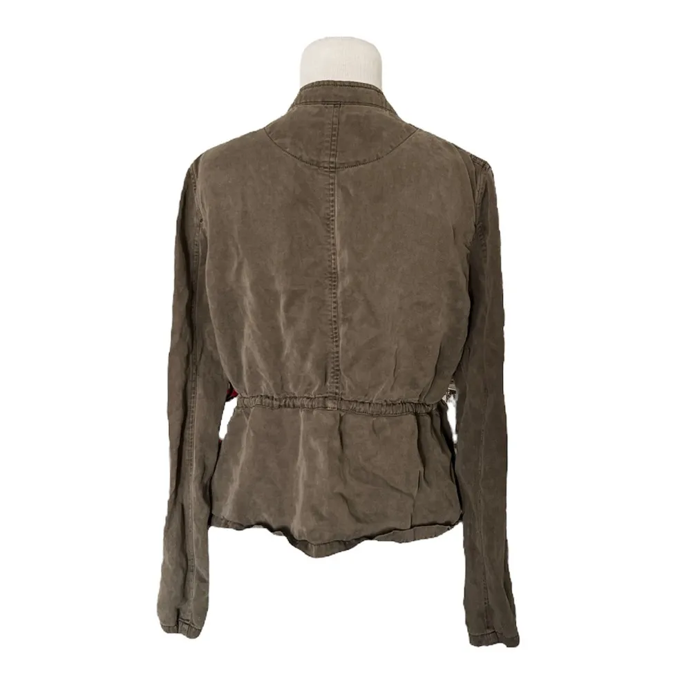 Sanctuary  Safari Cargo Linen Blend Lightweight Jacket | Army Olive Green | Small - Image 3