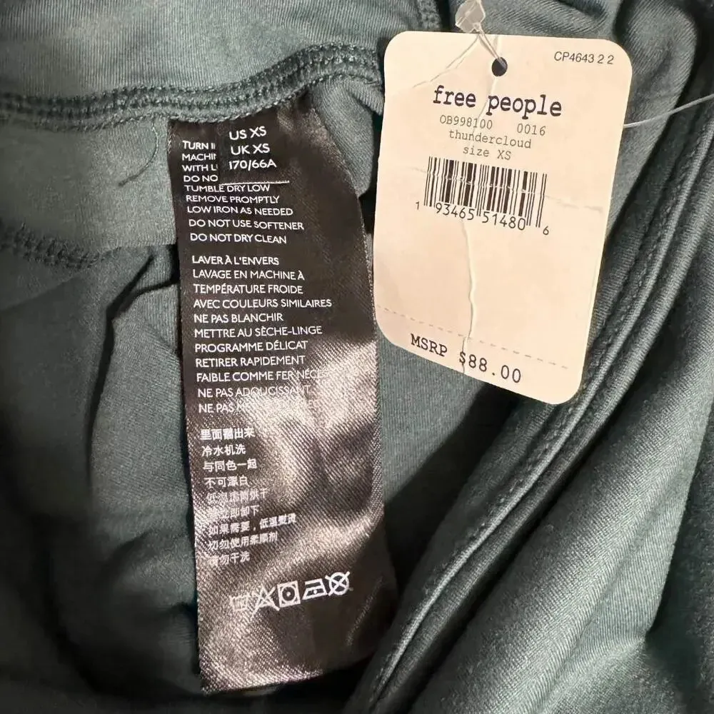 FREE PEOPLE FP MOVEMENT Solid Crop Legging Stretch Thundercloud Teal NWT XS Blue - Image 5