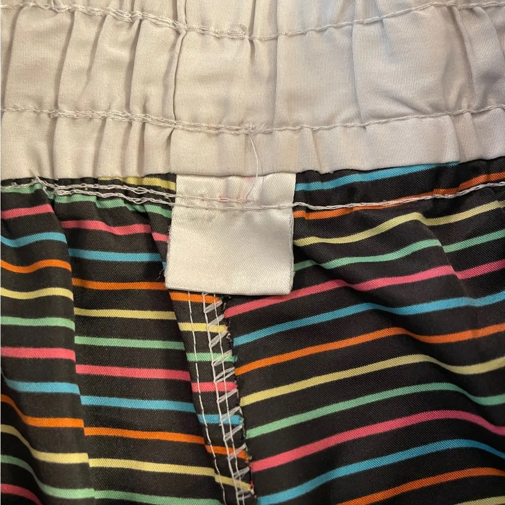 Billabong vintage black rainbow striped board swim shorts with white trim. M. - Image 9