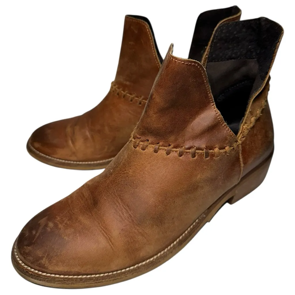 Musse & Cloud Women’s Size 39 8 Brown Leather Madison Ankle Boots Booties - Image 1