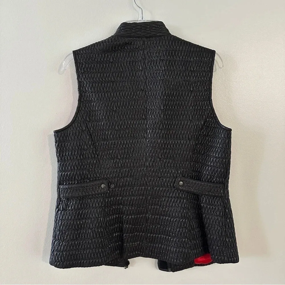 Madison Hill New York Quilted Vest Jacket Sz LargeBlack Red Satin Lining Pockets Black - Image 10
