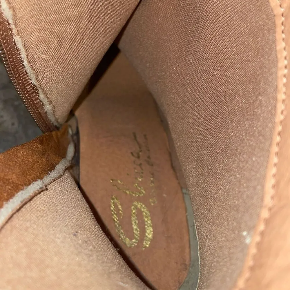 Sbicca Vintage Collection Brown Suede Leather Fringed Ankle Boots Womens Size 7 - Image 9