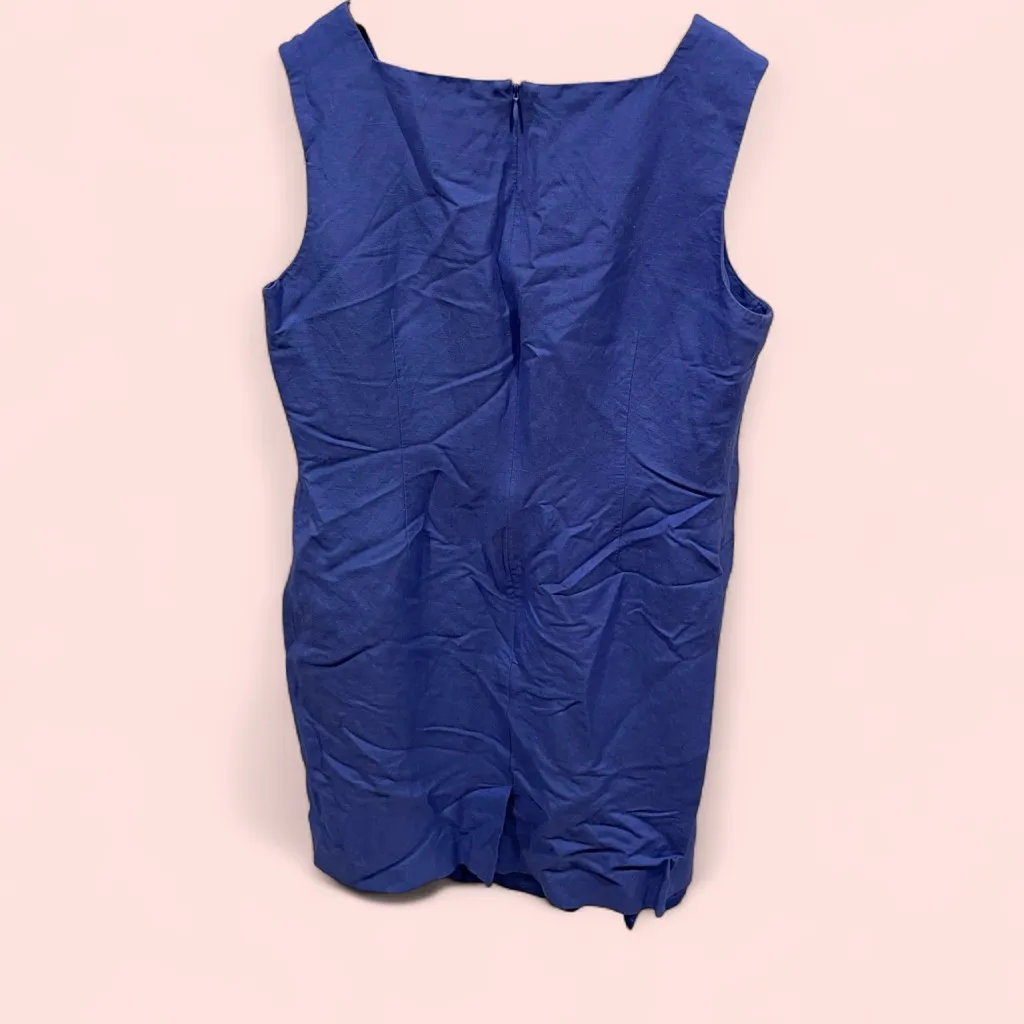 Cute vintage 90’s periwinkle linen blend square neck sheath mini dress Blue Size L - Image 3