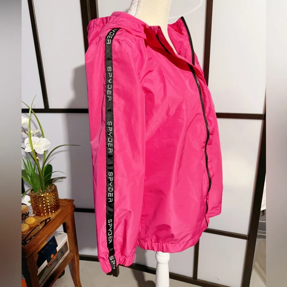 NWT Spyder Hit Pink windbreaker rain jacket active Full Zip Adjustable Hooded - Image 6