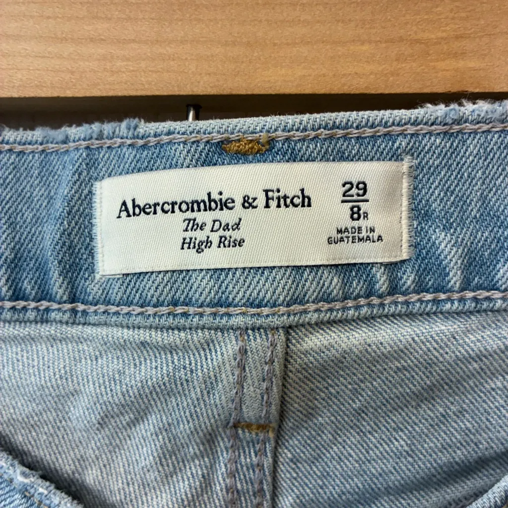 Abercrombie & Fitch High Rise Dad Jeans Criss Cross Waist Light Wash Denim 29 - Image 5