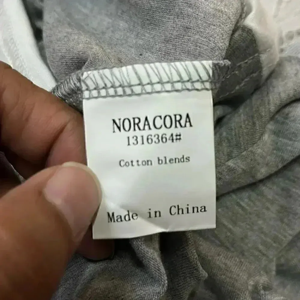 Nora Cora NWT Gray with‎ White Lace Front Knee Length Cotton Blend Dress Medium - Image 5