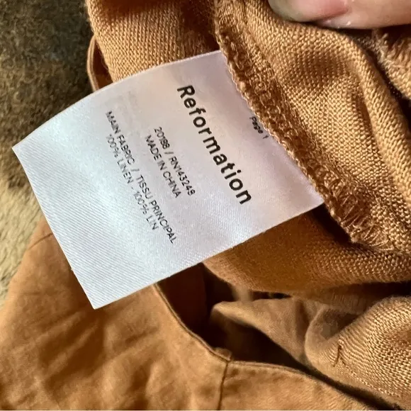 REFORMATION Brown Justin 100% Linen Trouser‎ Pant Size 8 - Image 6