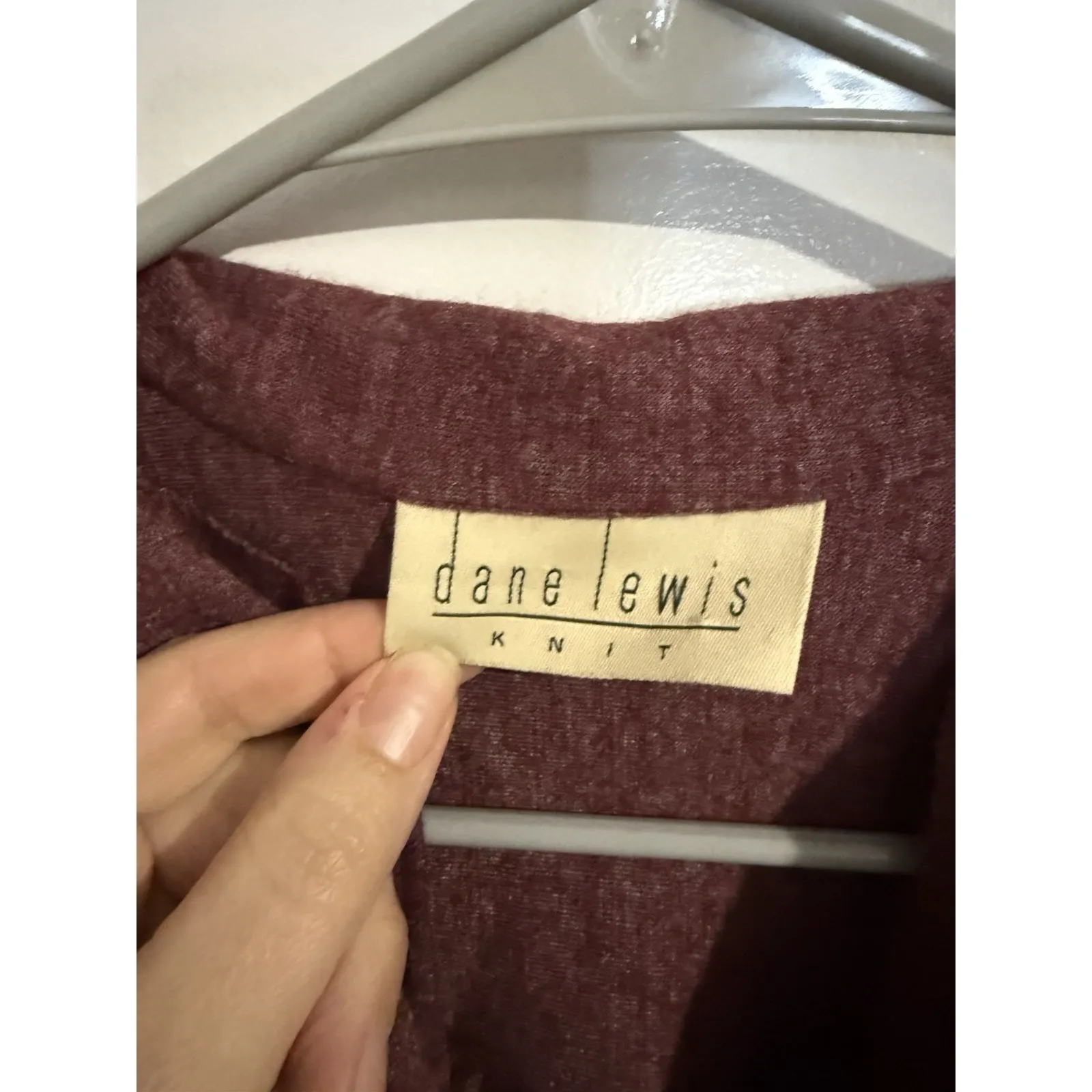 Vintage Dane Lewis Knit Burgundy Wool Blend Button Down Sweater Women's Size M Red Size M - Image 4