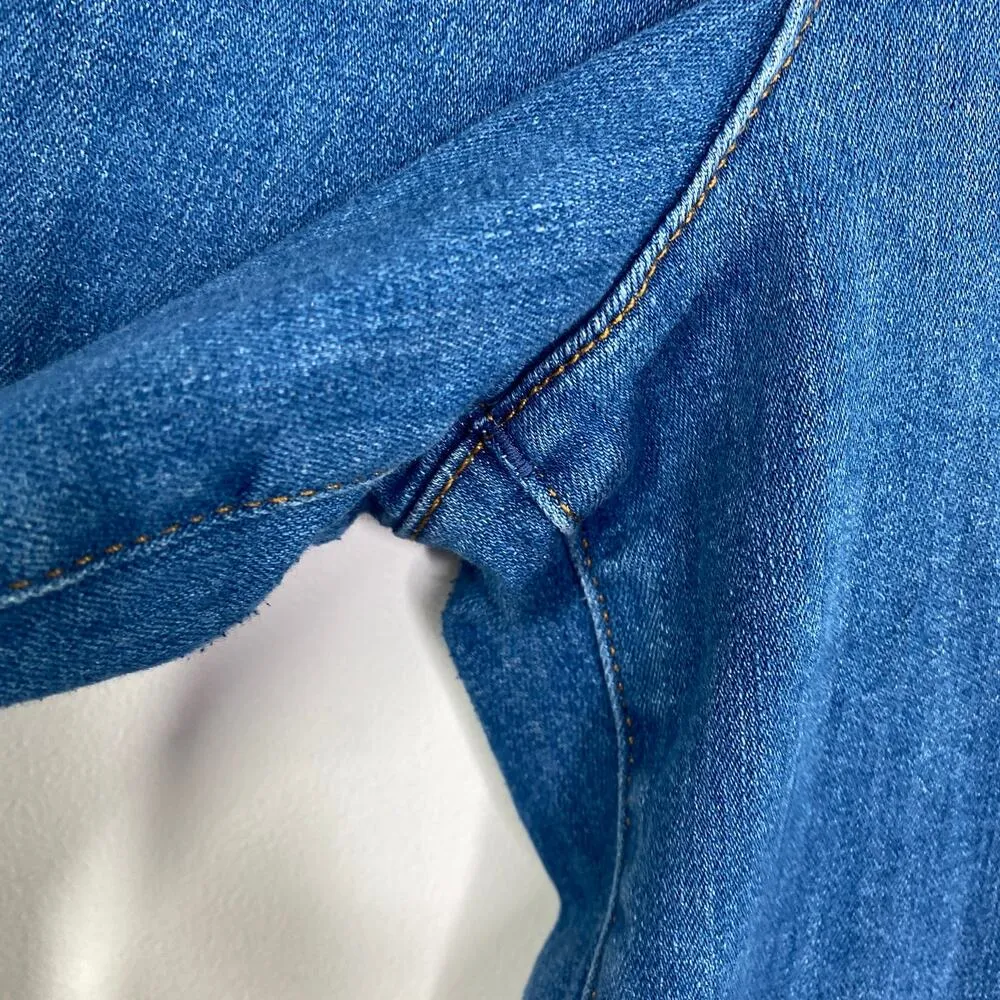 Express Womens Wide Leg Cropped Flare Jeans Size 12 High Waisted Boho Festival - Image 5